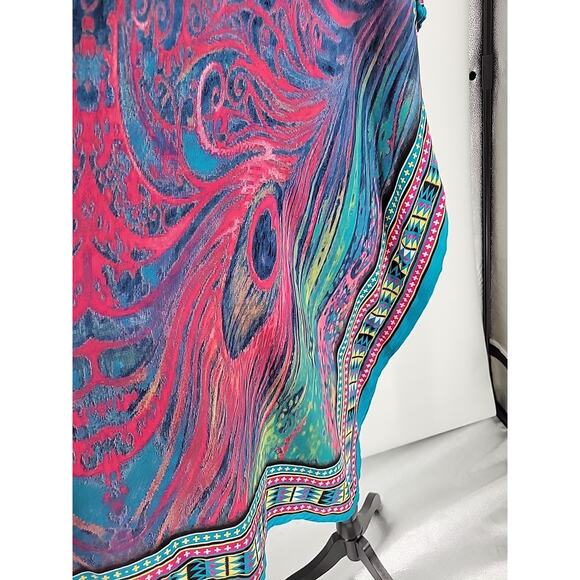 Winlar Midi Kaftan Peacock Feather Colorful Summer Poolside Vacation One Size - Picture 3 of 8